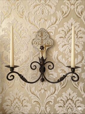 Vintage Mirrored Wall Sconce Candle Holder Ornate Hollywood Regency MCM Glam